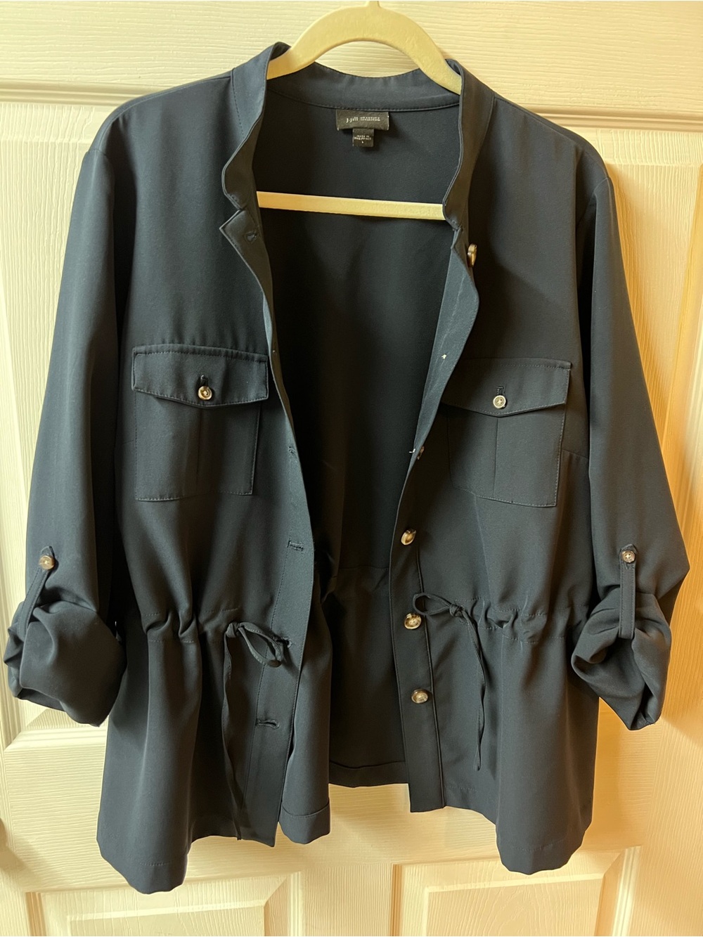 J. Jill Navy Drawstring Utility Jacket